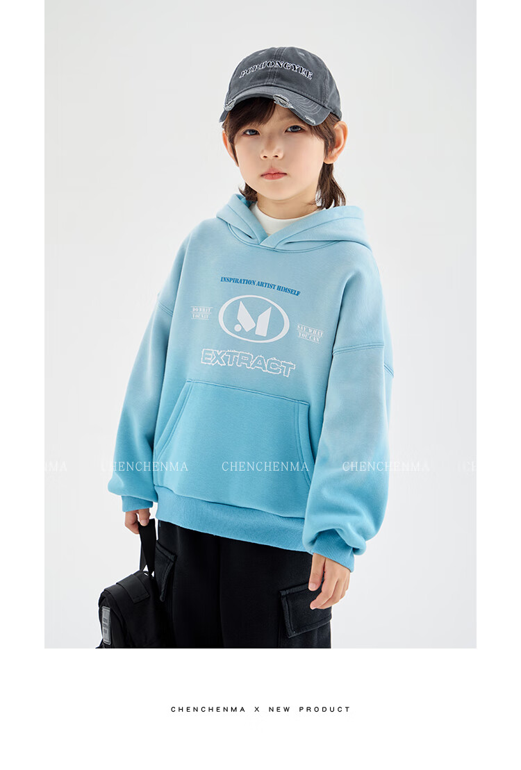 Chenchen Mom Gradient Parent-Child Gradient Color Hooded Fleece Sweatshirt 6762D 25