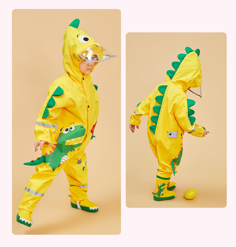 Lemonkid Children's Raincoat for Boys And Girls, Baby Rain Poncho, Elementary School Student Rain Gear, Tiana Rainbow Star Rabbit One-Piece, XL 25