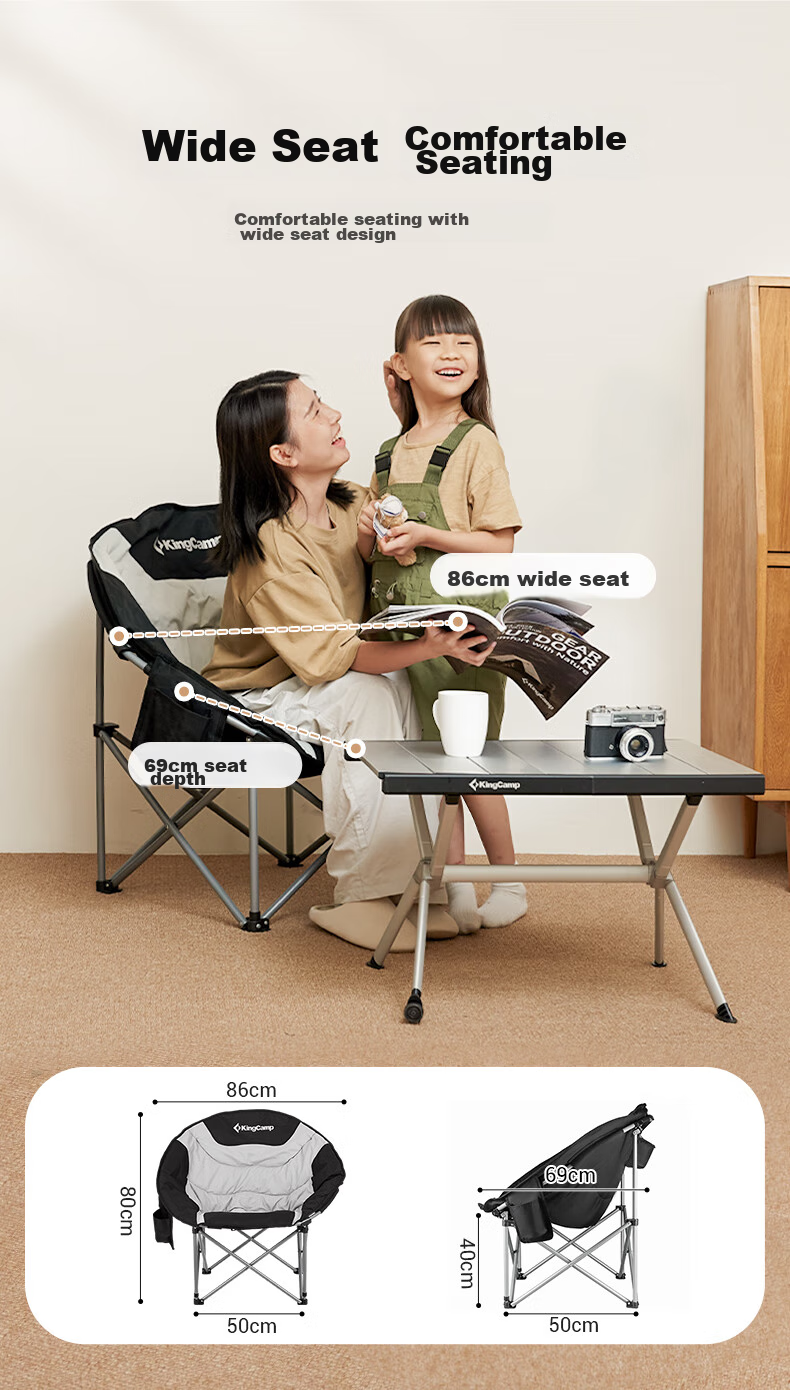 KingCamp Folding Chair, Outdoor Chair, Balcony Leisure Chair, Portable Fishing Beach Chair, Sofa Chair, Extra Large And Thick KC3989 5