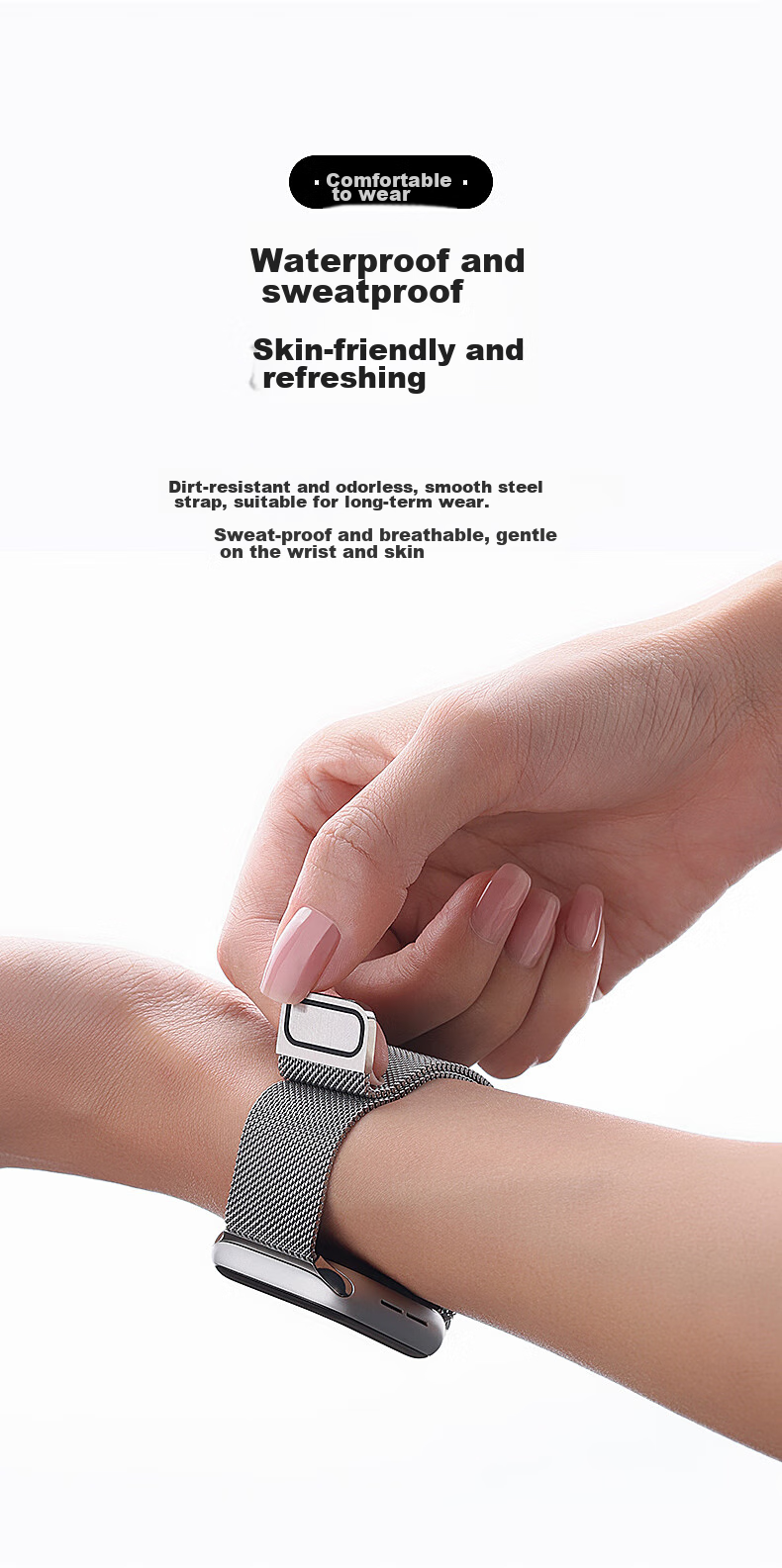 Pisen Compatible with Apple Watch Band, Suitable for Apple IWatch S12/11/10/SE3 Milanese Stainless Steel Strap, Universal Fit for S9/8/7/6 [38/40/41/42mm] 9