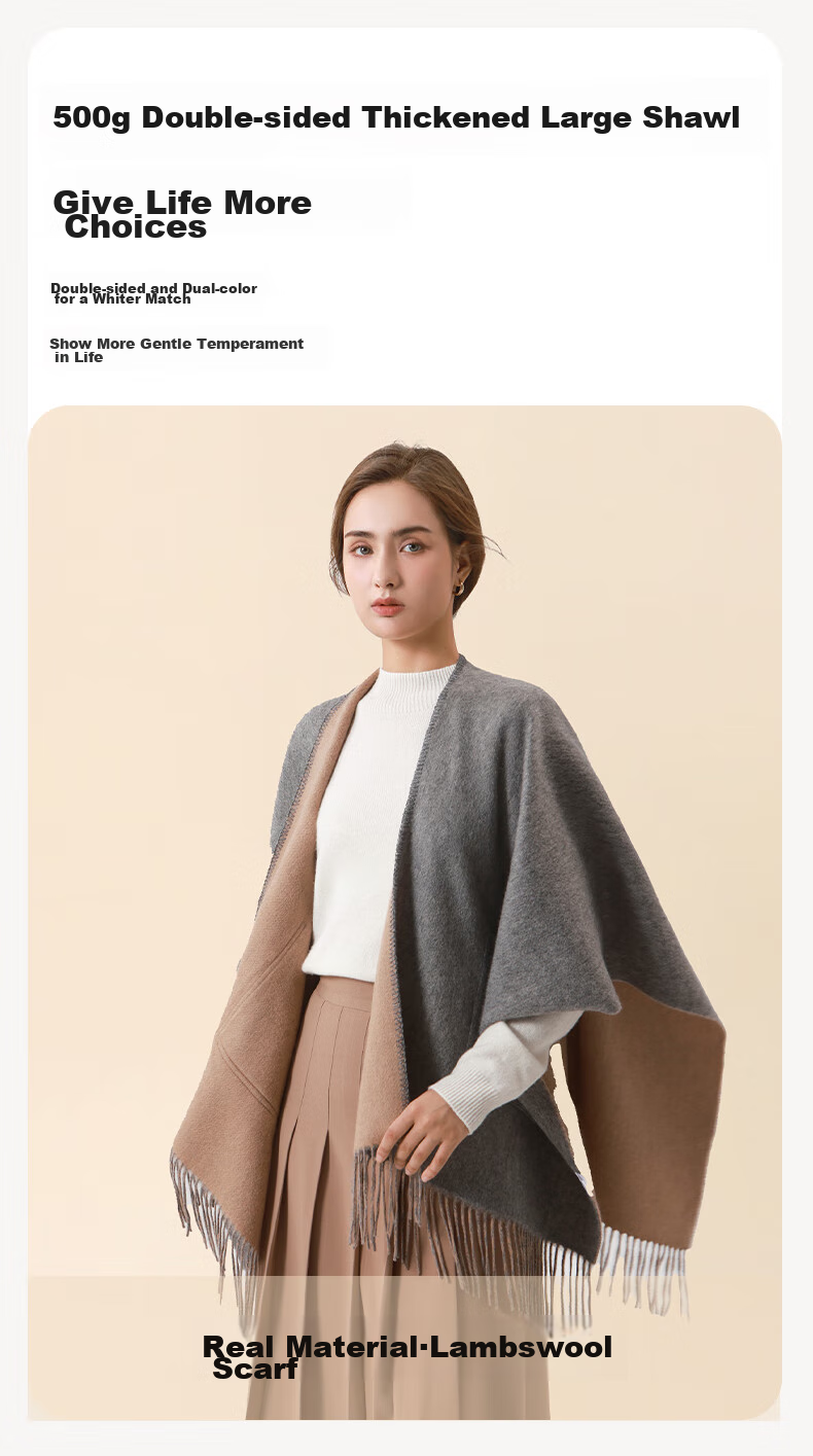 MOERCIAN Pure Wool Shawl for Women, Warm Scarf, Winter Luxury Item, Air Conditioning Cape, Birthday Gift for Mom, Present for Elders 2