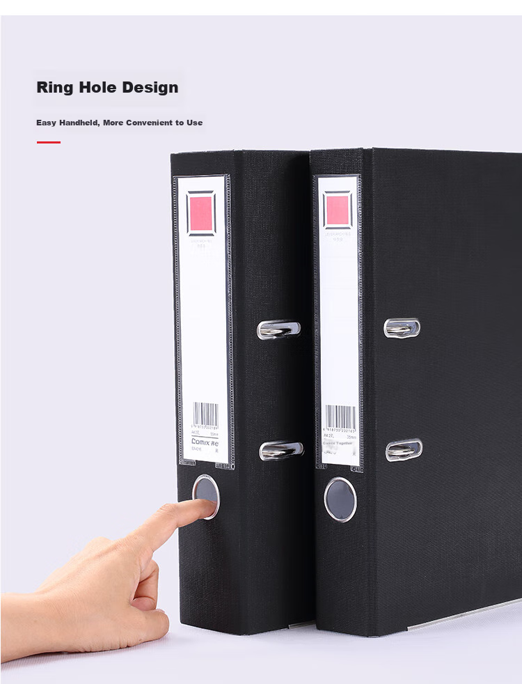 COMIX 3-Inch Thick European-Style Lever Arch File A4 Document Folder with Holes Two-Hole Loose-Leaf Binder Black Office Stationery EA4016 11