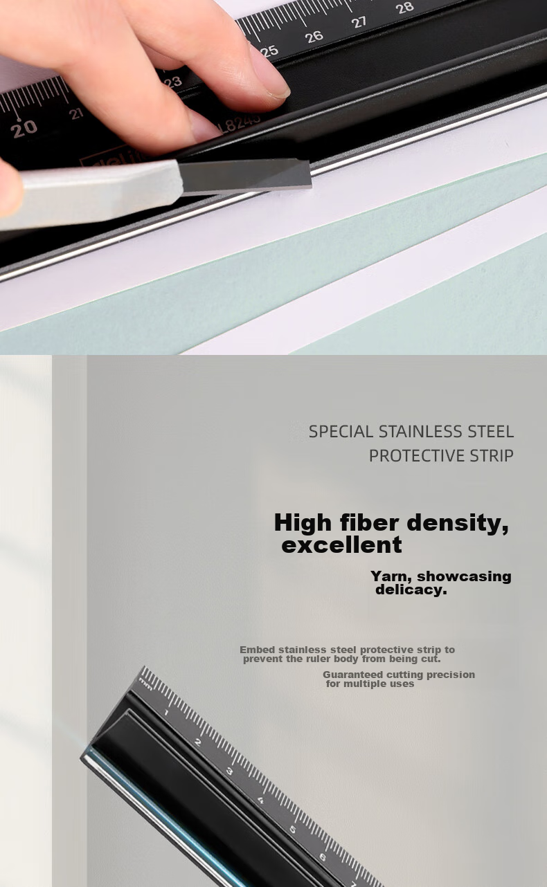 Deli Stainless Steel Protective Ruler, Straight Ruler with Scale, Metric Scale Drawing Steel Ruler, 30cm 3