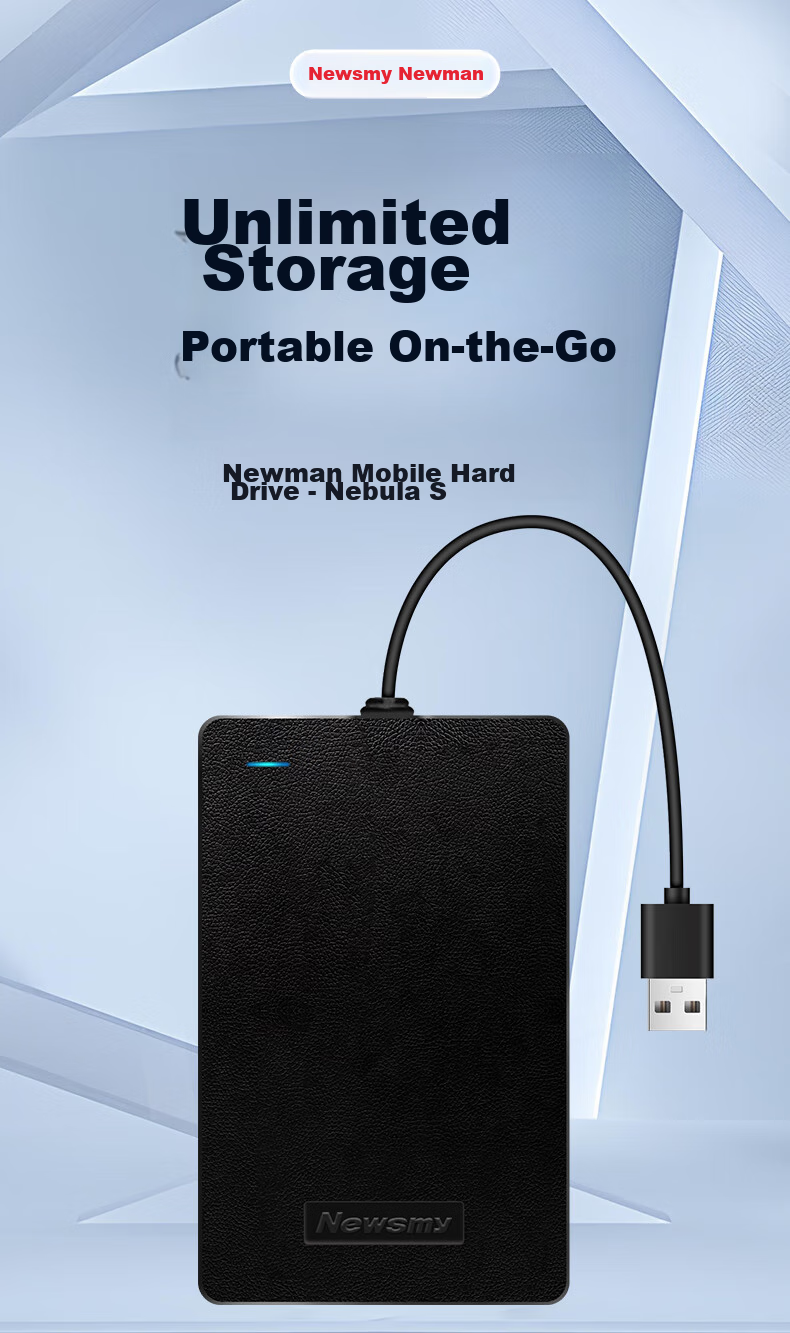 Newsmy 500GB Portable Mechanical Hard Drive StarFeng S Series USB 3.0 Hidden Cable Compartment 2.5 Inch Black Data Backup Large USB Drive 1