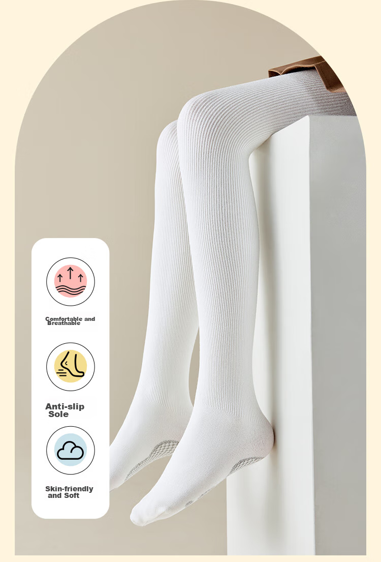LangSha Children's Socks, Girls' Spring And Autumn Leggings, Thin Fleece Pantyhose for Older Children, Versatile Non-Slip Dance Socks for Girls 2