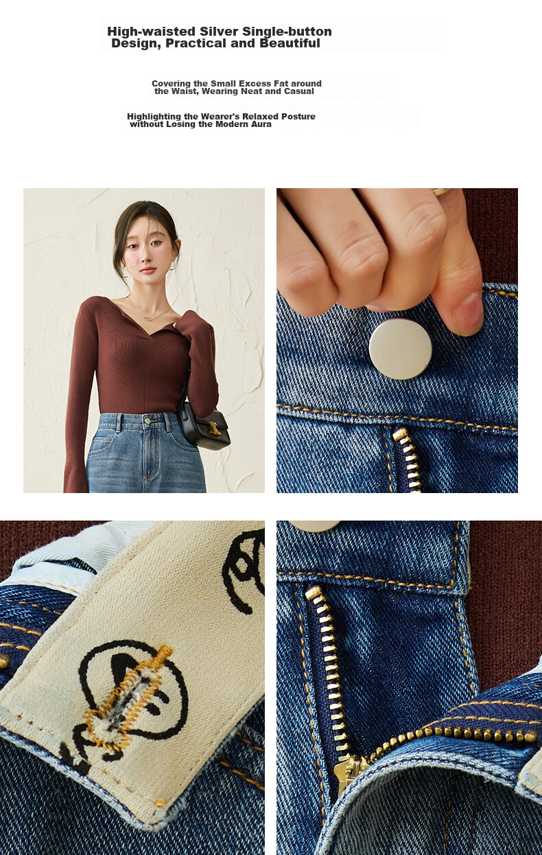 LangSha [New Retro Moisture-Wicking] Women's Jeans, Spring And Autumn New Style, High-Waisted Straight-Leg Cropped Tapered Harem Pants 8