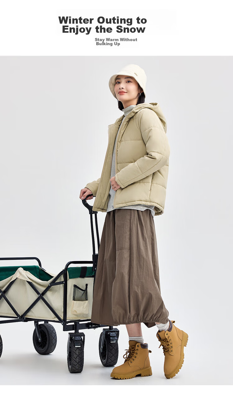 Giordano Women's Casual Jacket, Solid Color Simple Style Cotton Coat, Zipper Hooded Cotton Outerwear for Women, 05372731 8