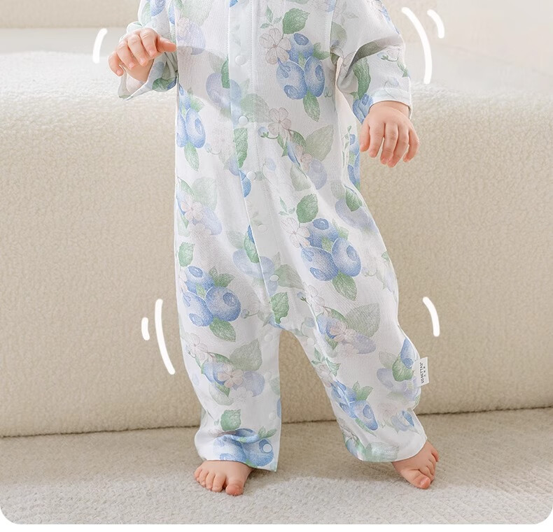 Beitaisi Baby Clothes Summer Thin Romper with Mesh Back, Breathable Three-Quarter Sleeve Air Conditioning Sleepwear 11