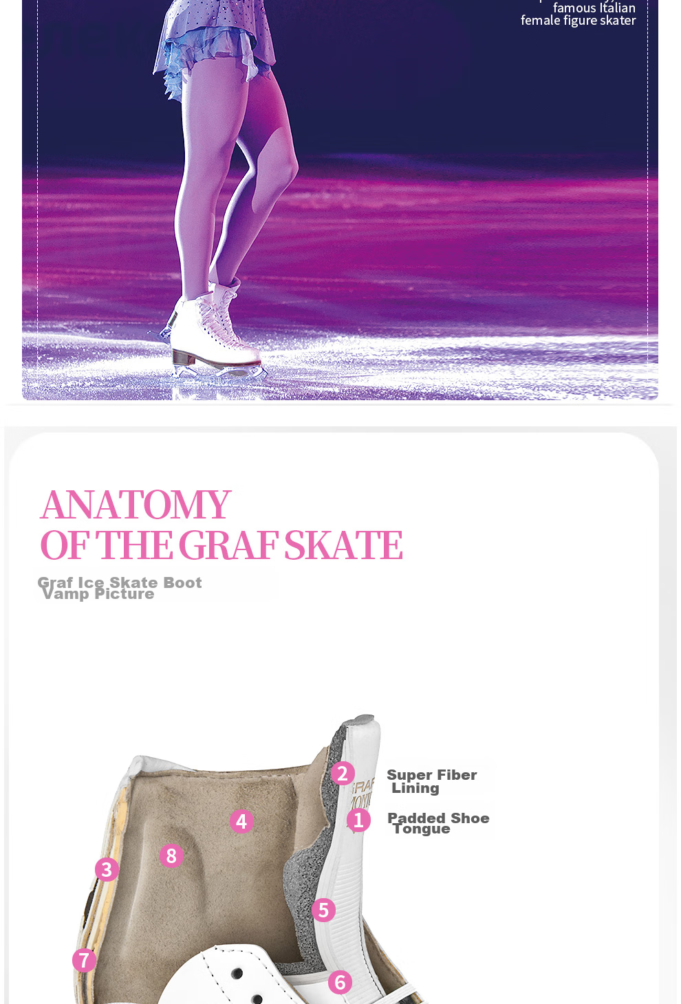 GRAF Swiss Figure Skating Shoes, Children's Ice Skates, Adult Beginner Professional Ice Skates, U50 Pro Size 35 6