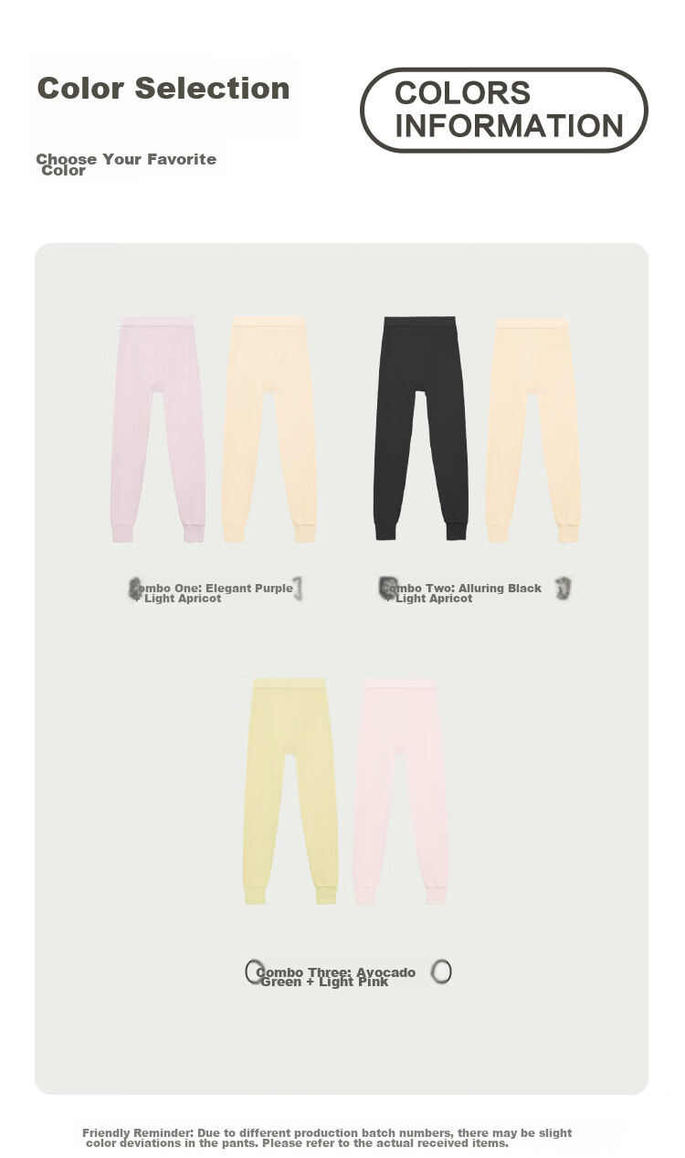 Hodo Pure Cotton Autumn Long Johns for Women, Lightweight Thermal Underwear, Ladies' Warm Pants, 2-Piece Set, Combination One, 165/90 17