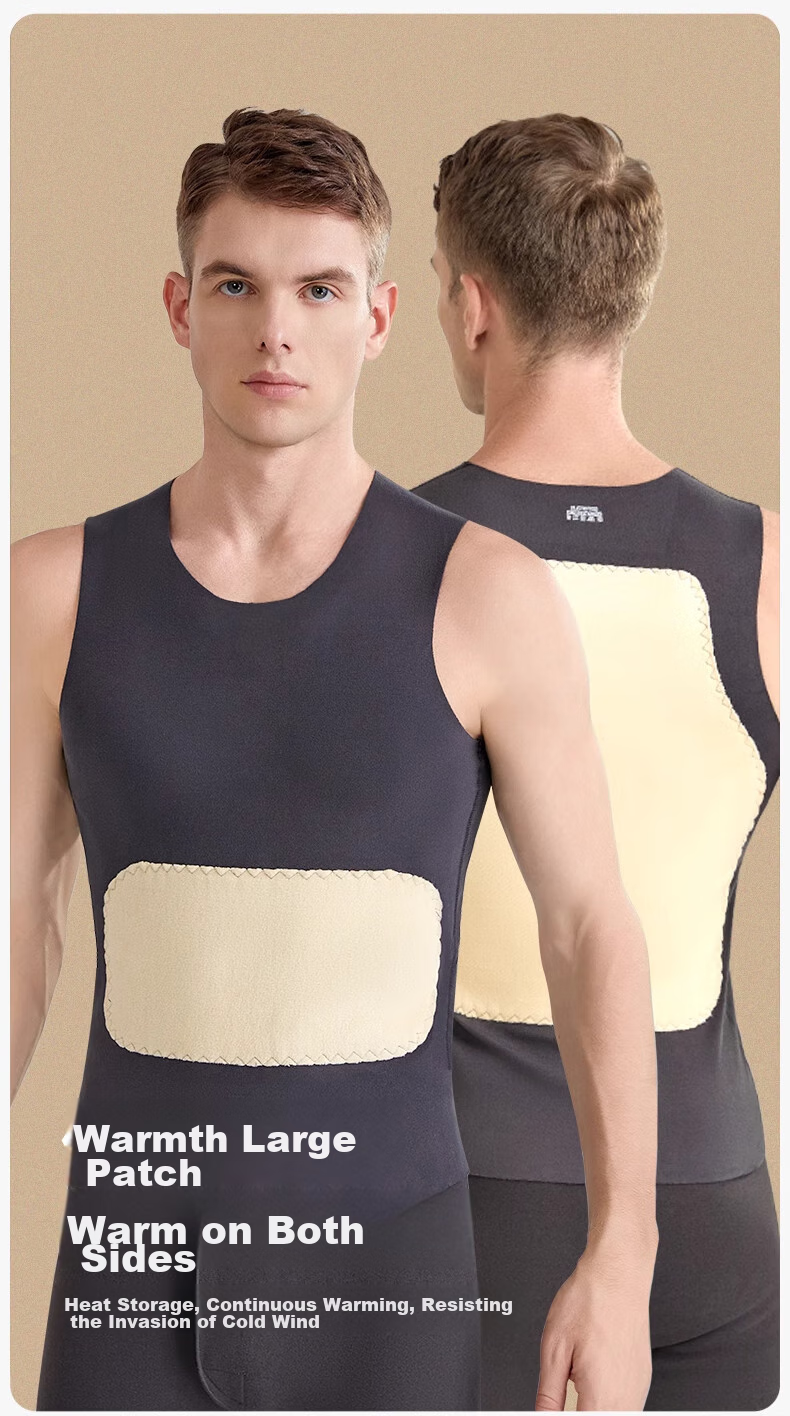 LangSha Thermal Vest for Men, Wool And Silk Patch, Slim-Fit Sports Seamless Sleeveless Undershirt Base Layer, 2-Pack 4