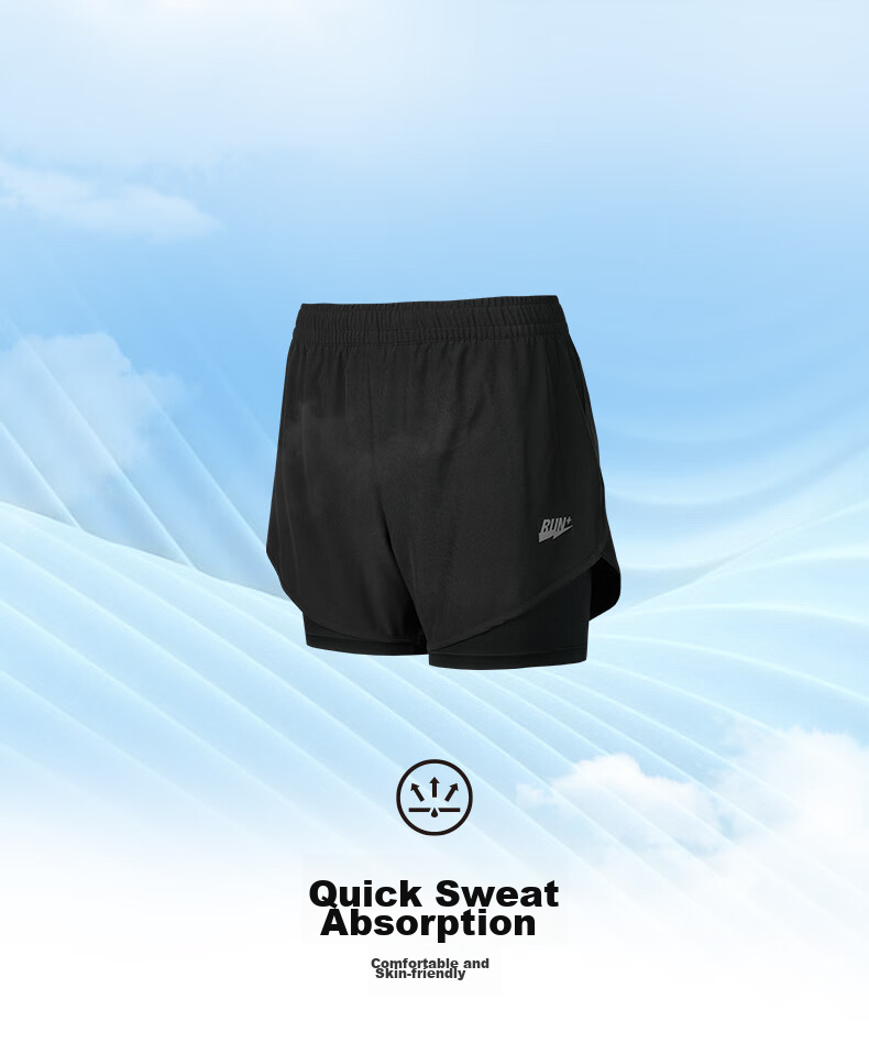 QIAODAN Women's Shorts, Sports Pants, Summer Lightweight Breathable Quick-Dry Fake Two-Piece Anti-Exposure Running Pants for Wome 1