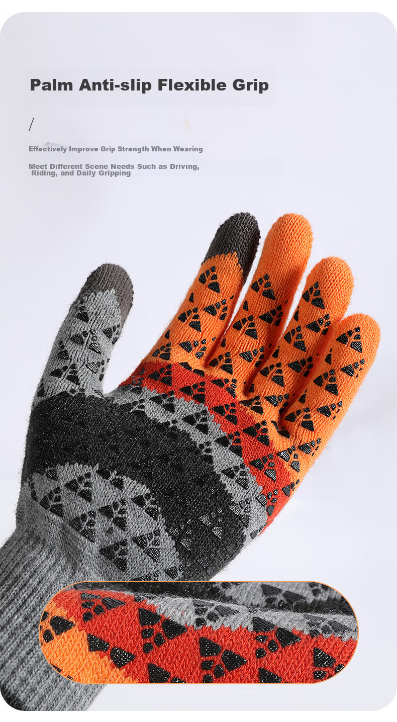 Yaphtes Winter Gloves, Warm Outdoor Bicycle Knitted Gloves, Cold-Resistant Full-Finger Wool Gloves for Men And Women, Maple Yellow 6