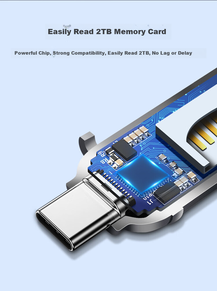 Chuanyu [Dual Card Dual-Read] USB3.2Gen1/TypeC High-Speed SD/TF Multi-Functional Computer/Apple/Android Phone Camera Drone Pocket Card Reader 7