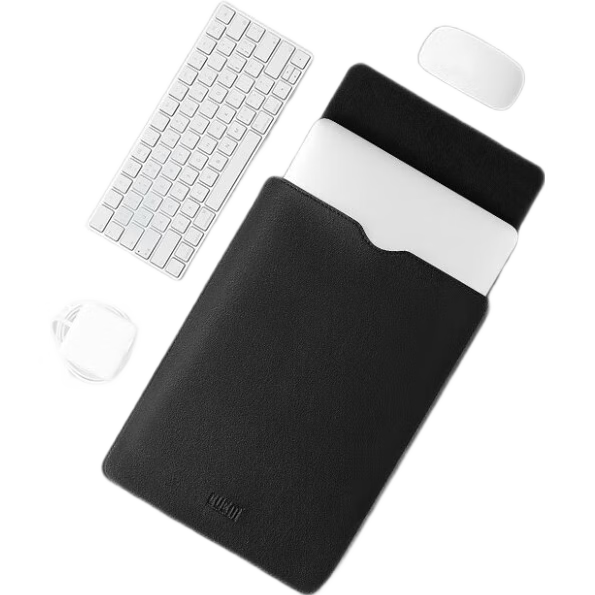 JPLAYER Laptop Sleeve Compatible with Lenovo, Xiaomi, Huawei, Apple Macbook 12-14 Inch Simple Lightweight Leather Computer Protective Case, Black