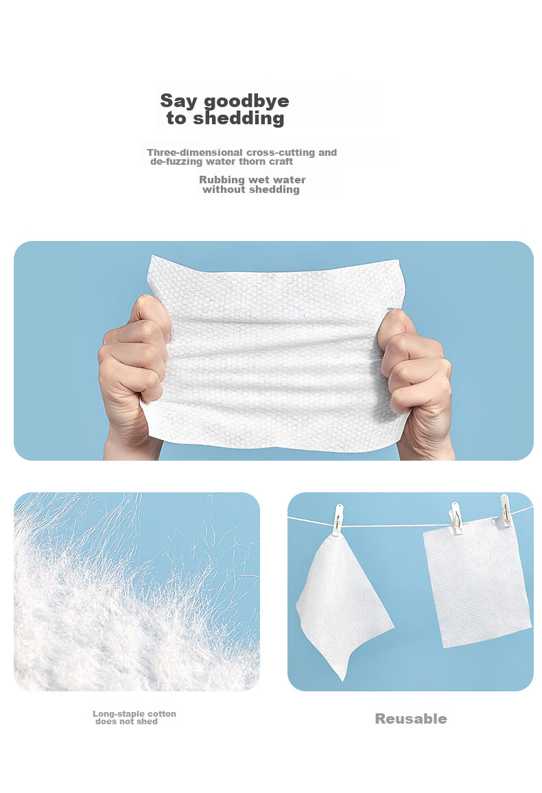 AIBEDILA Disposable Face Towels for Babies, Dual-Use Wet And Dry Soft Cotton Pads, Thickened Pearl Pattern Beauty Makeup Face Towels, 80 Sheets * 6 Packs 6