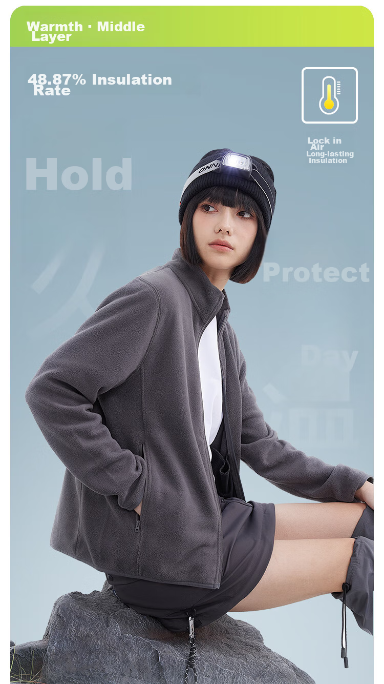 JD Original Fleece Jacket, Anti-Static Fleece Coat, Warm Sweatshirt Jacket, Unisex T-Shirt Base Layer, Light Gray, 3XL 7