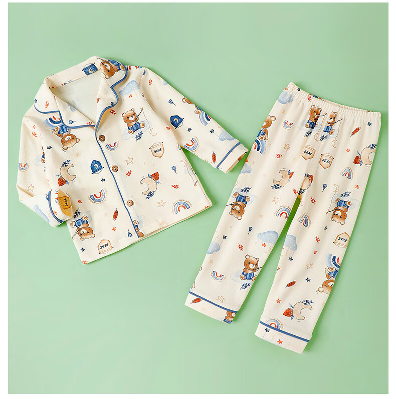 YISHUANGER Children's Homewear Set Girls Pajamas Air Conditioning Clothes Summer Thin Baby Boys Blooming Flower 120 15