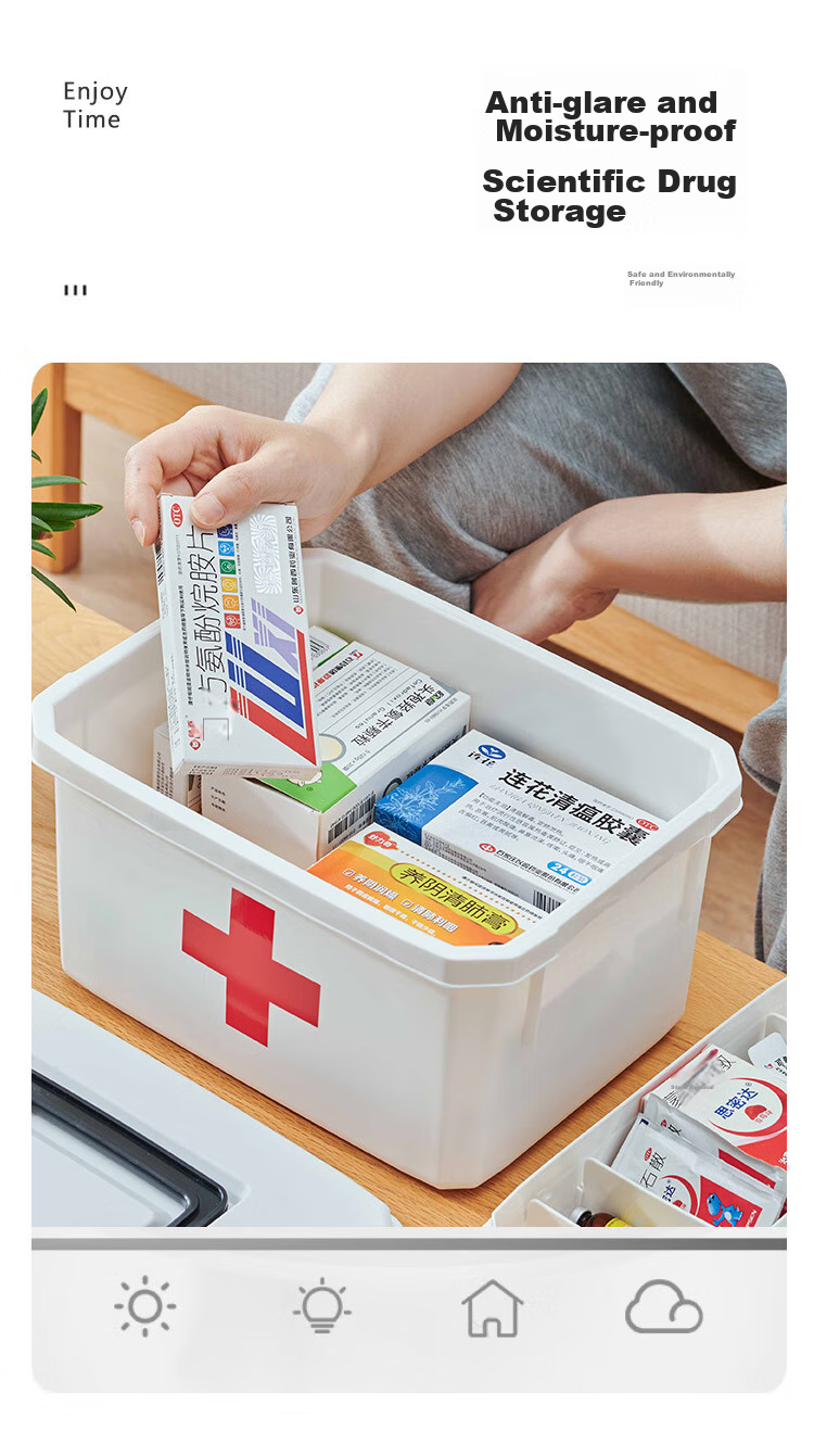 Youjialiangpin Plastic Household Medicine Box, Family Medicine Storage Container, Large Size 9