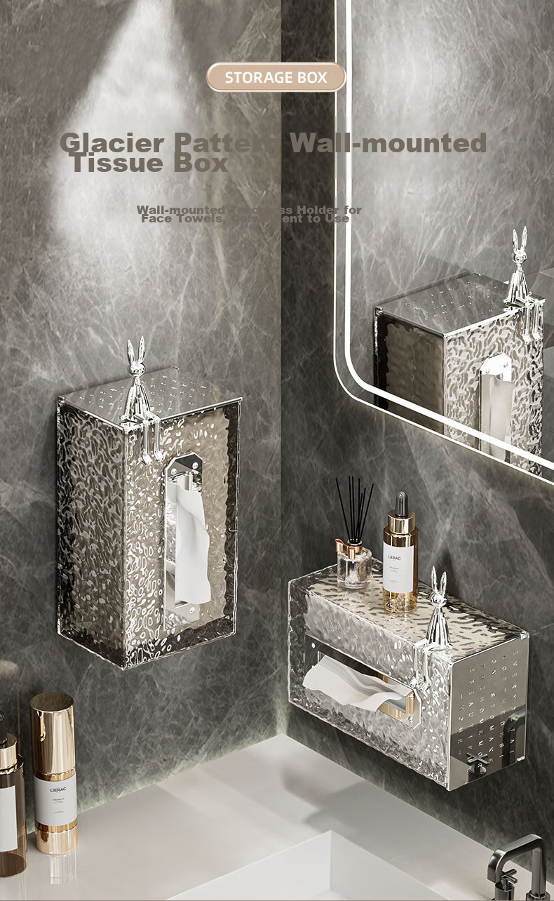 Bydoll Facial Tissue Storage Box, Wall-Mounted Anti-Drop PET Material Adhesive Holder for Bathroom And Living Room 1