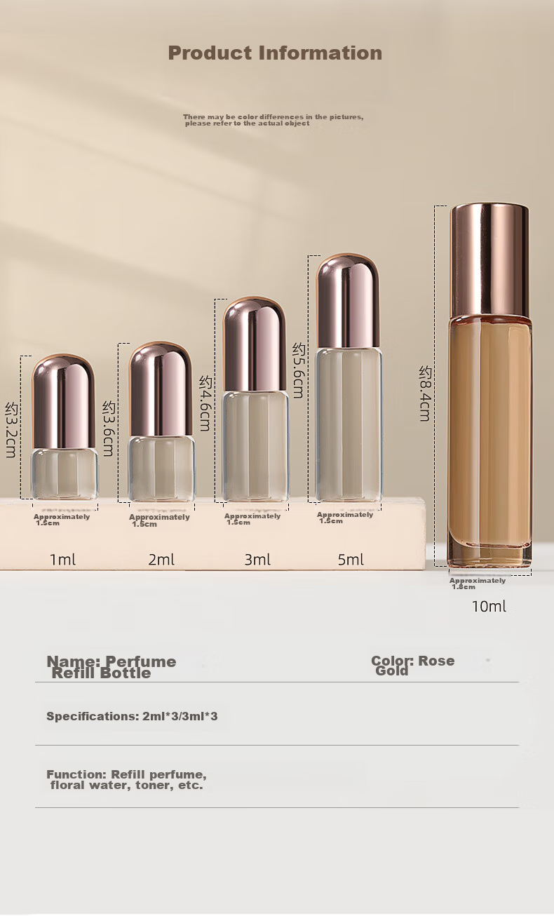 Chense Perfume Dispenser Bottles (3ml*3), Mini Rollerball Portable Sample Empty Bottles, Glass Essential Oil 7