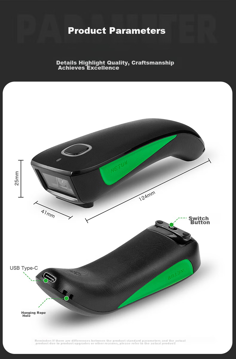 NTEUMM NETUM Wireless One-Dimensional Bluetooth Scanner Gun, Supermarket Cashier Express Delivery Gun, Yundao Scanner for ZTO Express Handheld Scanner, Barcode Universal Scanning Gun C740 9