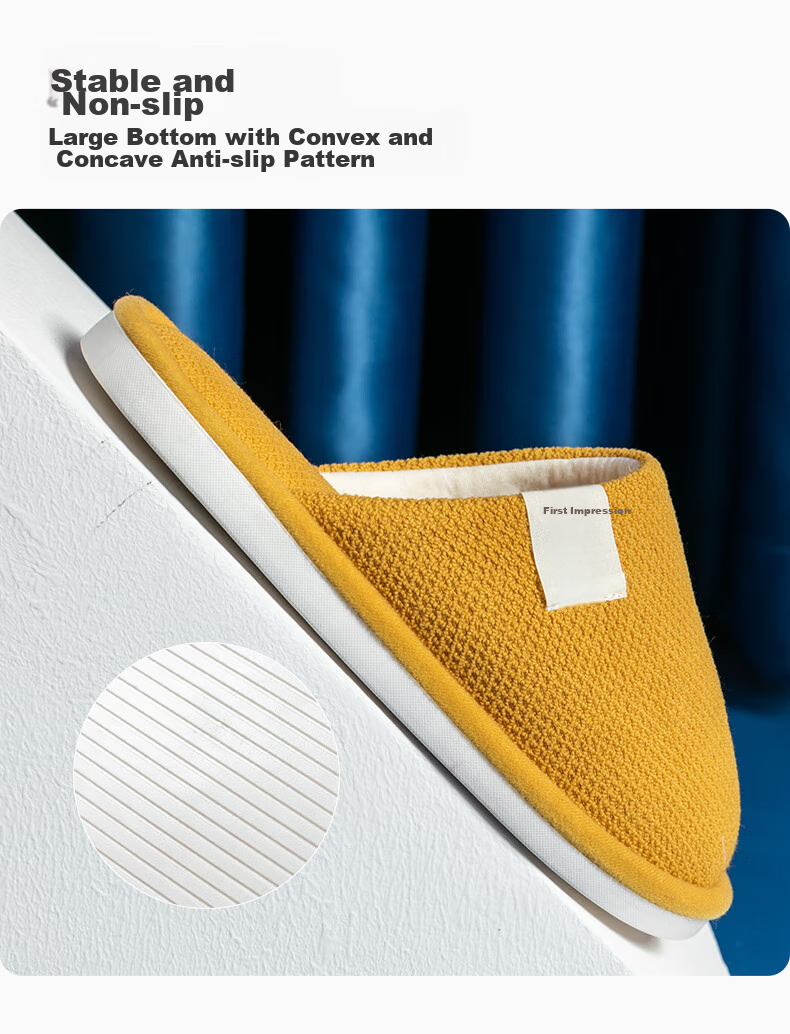 GUOLUOFEI Spring And Autumn Cotton Slippers for Men, Indoor Home Wooden Floor Slippers for Women, All Seasons Spring Autumn Winter, Ginger Yellow Color, Size 36-37 5
