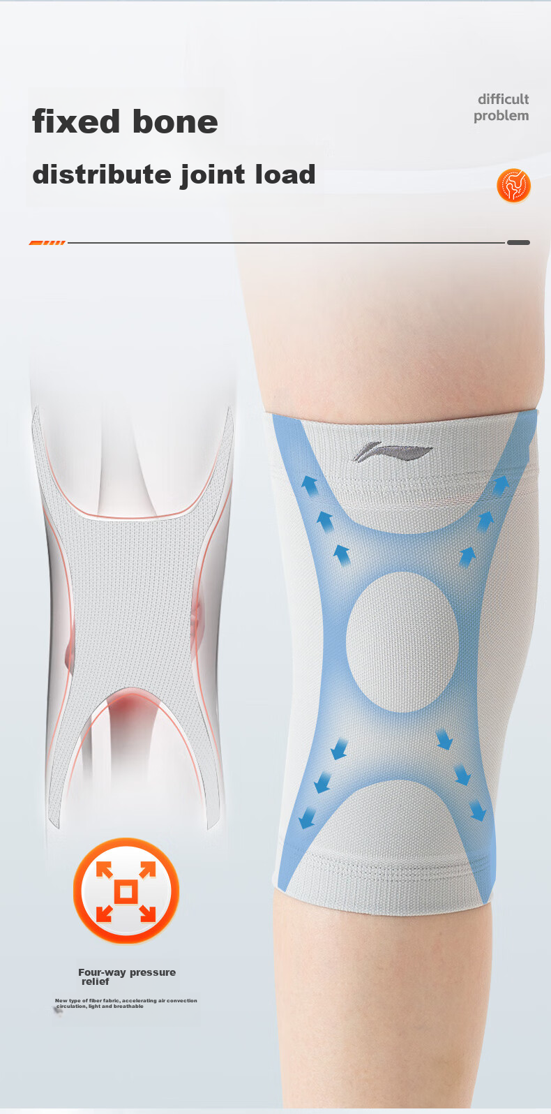 Li-Ning Knee Brace for Sports, Running, Warmth, Women's Cold Legs, Meniscus Injury, Specialized Knee Support for Basketball, Badminton, Patella Protection, Hiking 10