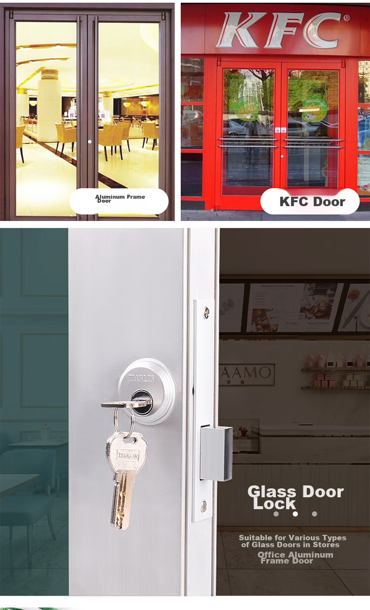 Aoben Wooden Door Aluminum Alloy Bolt Lock, Rotating Door Bolt Lock with Frame for Glass Doors, 226 Silver Color 4