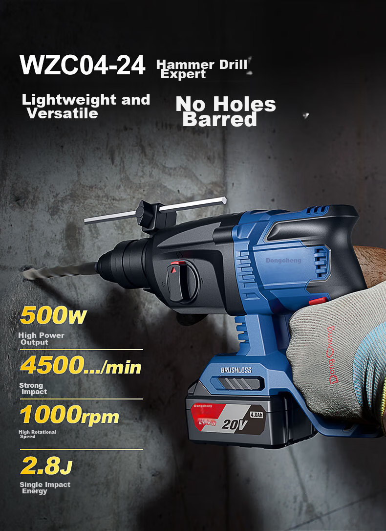 Dongcheng 20V Brushless Impact Drill, Electric Drill, Wrench, Four-In Lithium Battery Hammer Drill, Angle Grinder, Cutting Machine Package WCKIT18B 6