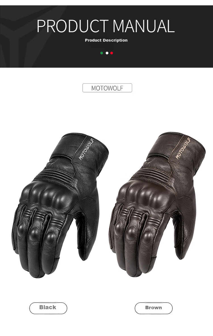 MOTOWOLF Motorcycle Gloves Riding Gloves Anti-Fall Genuine Sheepskin Summer Breathable Motorbike Off-Road Full Finger Unisex Four Seasons 15