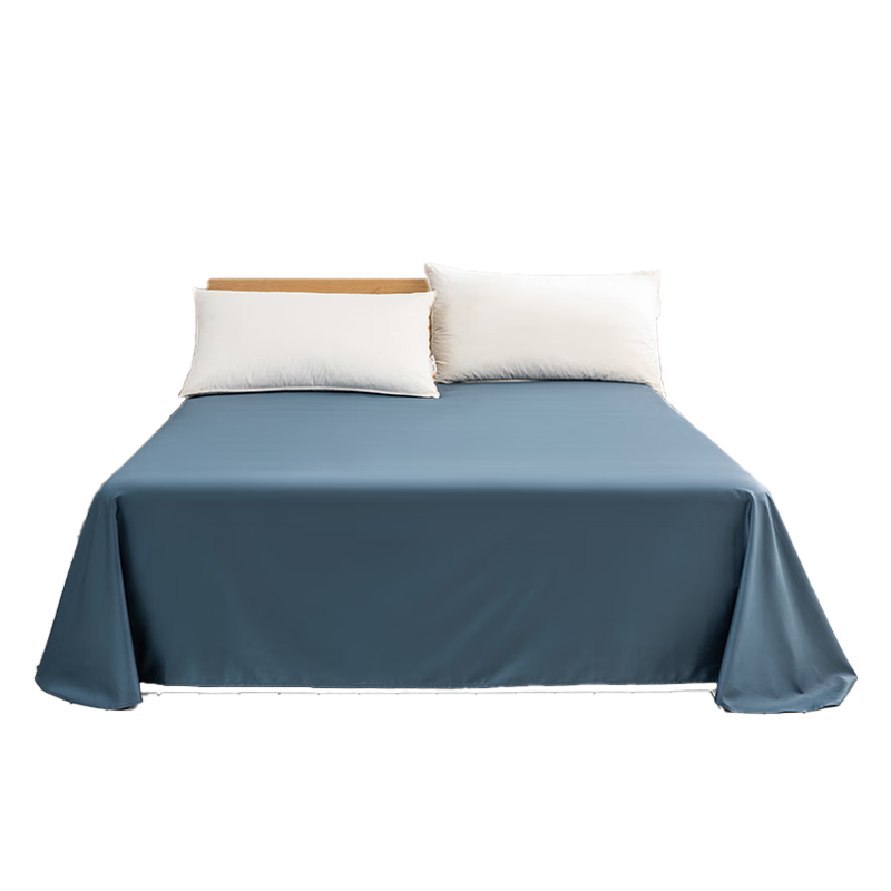 JD Original 60-Count Long-Staple Cotton Sateen Bed Sheet, Class A Pure Cotton Bed Cover, Single Piece, 245x270cm, Gray Blue