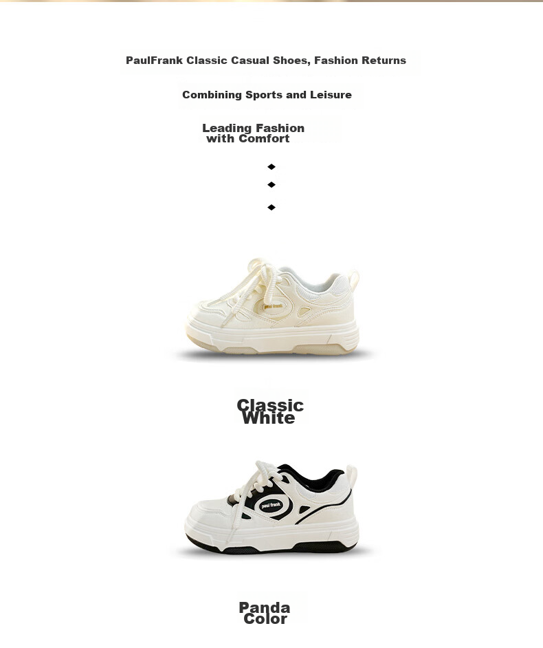 Paul Frank Women's White Sneakers, Versatile Casual Shoes for Students And Couples, Campus Sports Skateboard Shoes, Size 177 White Women's 40 3