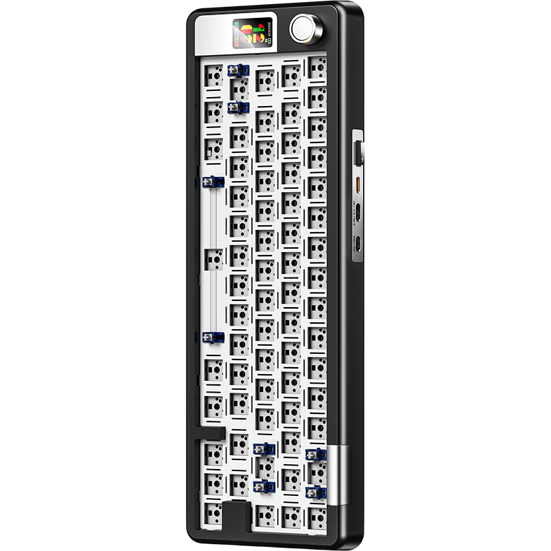 YINDIAO Y65S Tri-Mode Custom Kit, 65% Layout, Hot-Swappable Mounts, Full Anti-Ghosting, Gasket Structure, RGB Lighting Effects, Customizable Keycaps, Black Kit