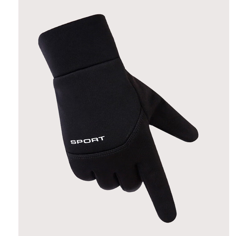LAC Winter Outdoor Sports Cycling Fleece Gloves, Touchscreen Compatible, Non-Slip, Finger-Individually Cotton Gloves, Black 7