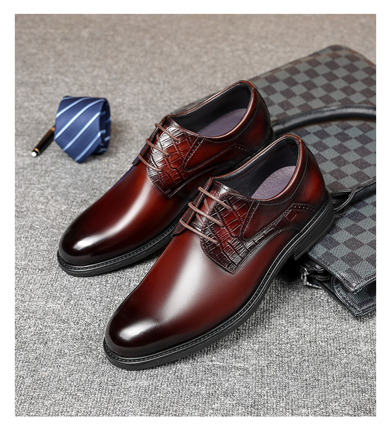 LAORENTOU Men's Leather Business Casual Shoes, Spring Autumn Fashion Comfortable Dress Shoes, Black, Size 38, Model LA12283 10