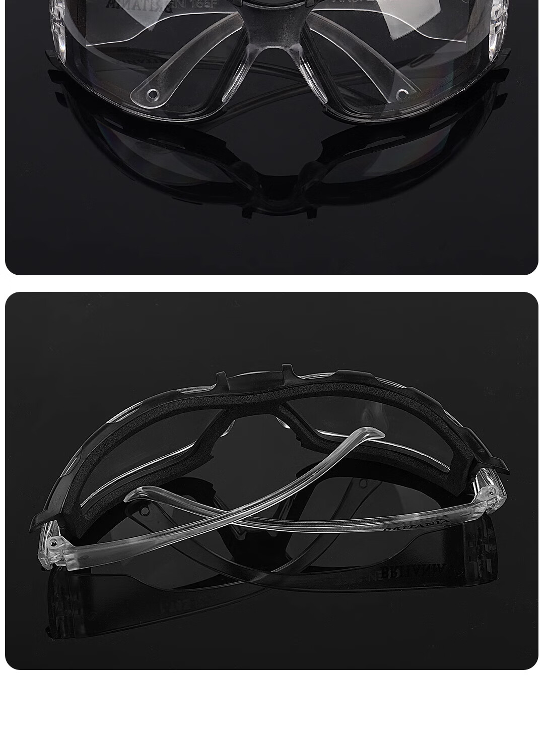 BAIGE Protective Goggles Anti-Pollen Willow Catkins Impact-Resistant Safety Glasses Windproof Sandproof Cycling Outdoor Splash-Proof Anti-Fog Goggles [Black Frame Transparent] 4