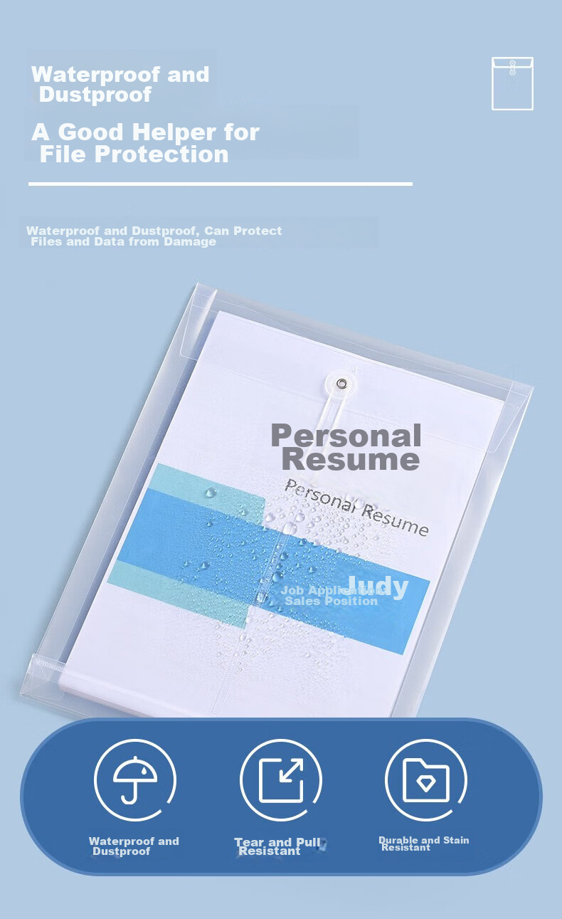 Taidang 10 Transparent File Folders, 3cm Plastic A4 Size, Waterproof Document Bags, PP Office File Storage, Thickened Version TA02155 5