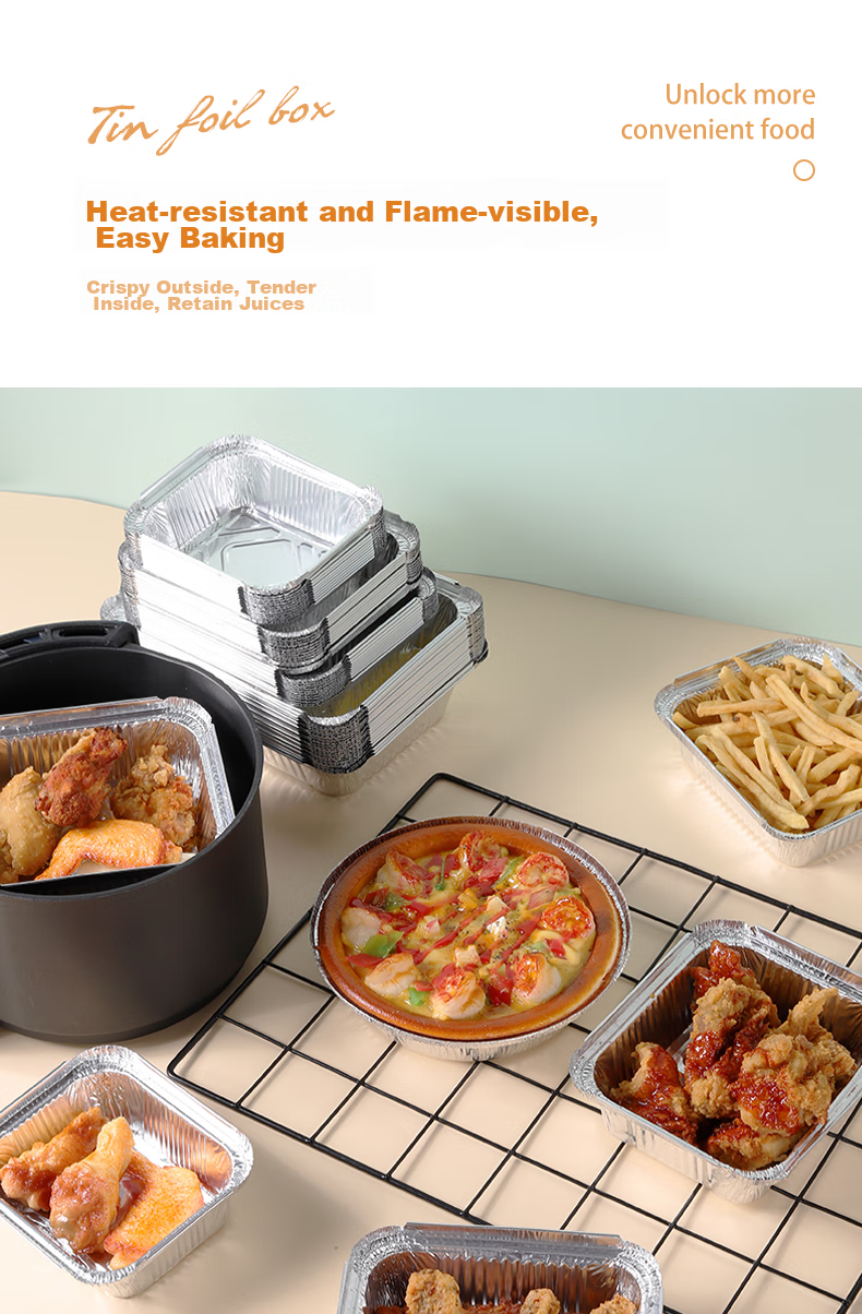 Faxilon Air Fryer And Oven-Specific Aluminum Foil Trays, 1100ml*20 Pieces, Disposable Rectangular Takeout Containers for Baking 6