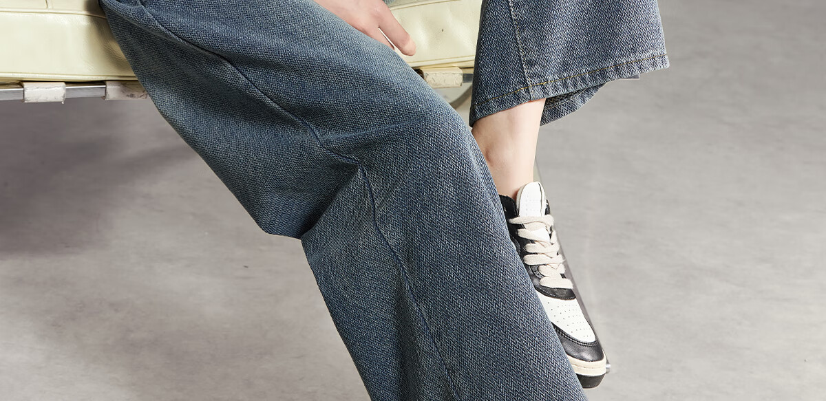 PinCai High-Waisted Jeans for Women, Loose Wide-Leg Pants, Slimming Floor-Length Straight Trousers, Fashionable Versatile Long Pants P13QN1907 32