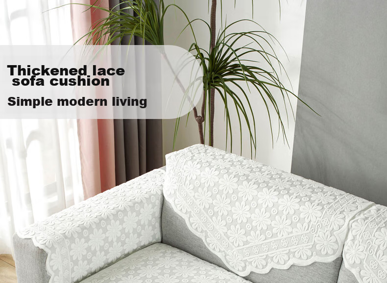 Jingxun Lace Sofa Cushion, Sofa Cover, Thickened Backrest Cover, All-Season Armrest Towel, 90*180 1
