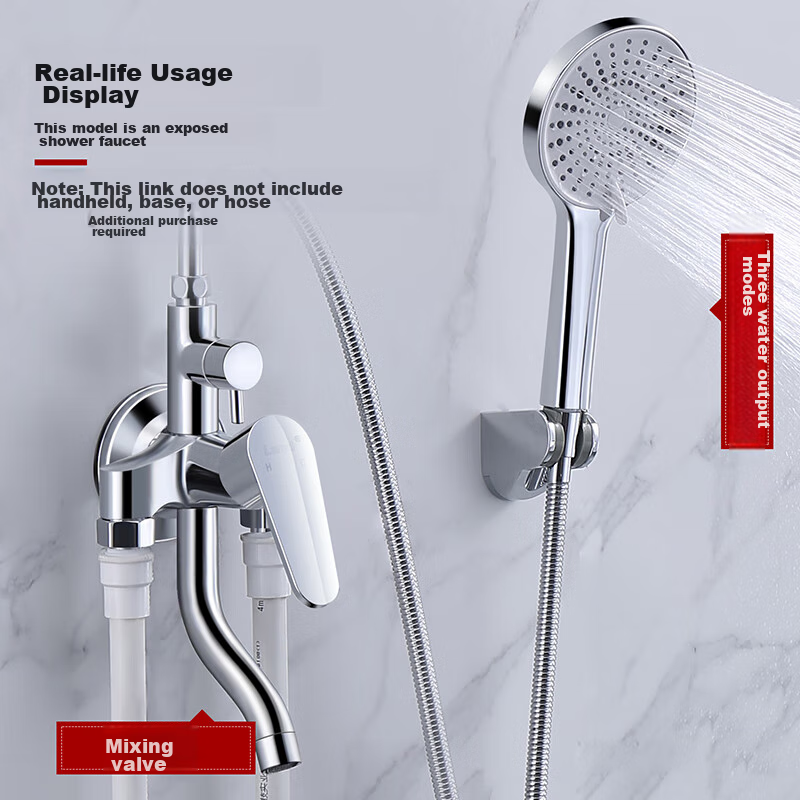 Larsd Shower Mixing Valve, Surface-Mounted Shower Faucet Mixer with Copper Body, Hot And Cold Shower Head Switch LD6306