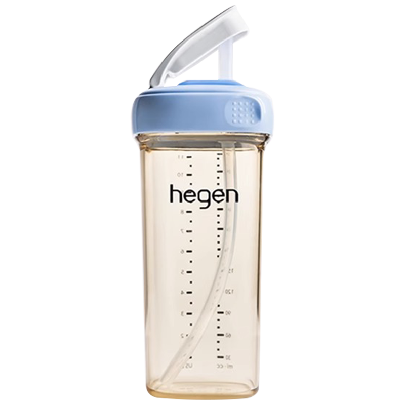 HEGEN Straw Cup Milk Bottle for Children Aged 1-3 Water Cup for Kindergarten PPSU Direct Drinking Cup 330ml Blue