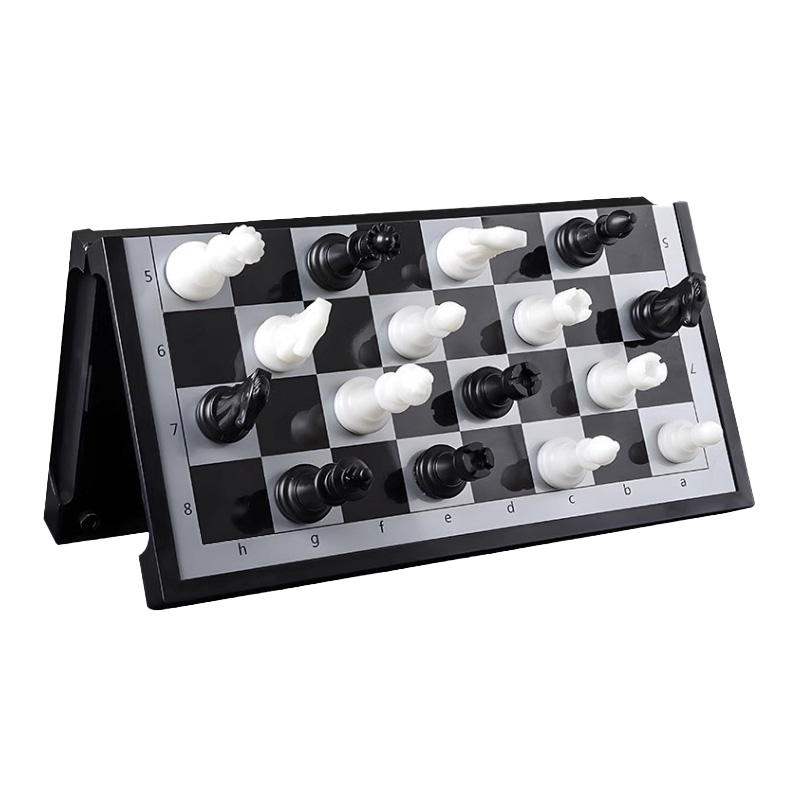Yingba International Chess Set with Black And White Magnetic Pieces, Foldable, Portable, for Training And Teaching, Magnetic Chess Stones And Board, Camping CS25