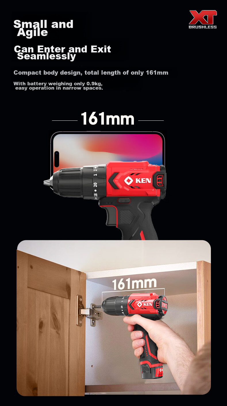 KEN 12V Impact Drill Q12XT-2 Brushless Lithium Drill, Multi-Functional Electric Drill, Household Screwdriver, Power Tool 6