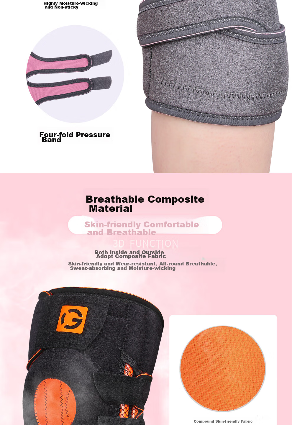 Gingpai Sport Knee Brace for Jump Rope, Professional Sports Knee Support for Women, Patella Protection for Running, Hiking, Badminton, Meniscus Knee Sleeve And Protector 9