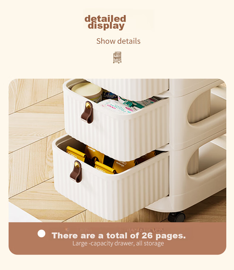 Baicaoyuan Snack Storage Rack, Small Cart with Drawers, Multi-Layer Movable Toy Storage Shelf, 2 Tiers 17