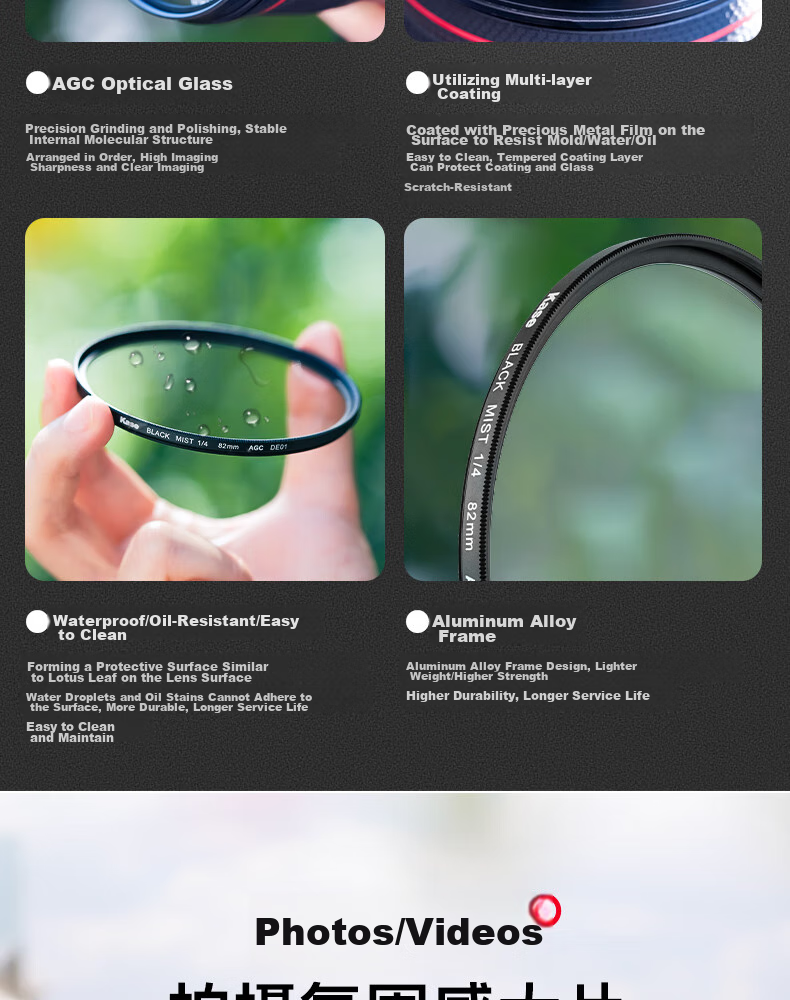Kase Black Soft Filter Half 46mm Beauty Filter, Soft Focus Lens, Diffusion Lens, Camera Black Soft Filter, Portrait Light Softening Matte Creative 1/2 4