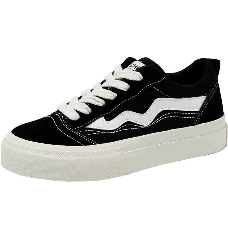 ZHR Canvas Shoes for Women, Classic Versatile Student Sneakers, Comfortable Breathable Thick-Soled Casual Women's Shoes, CS11 Black, Size 38