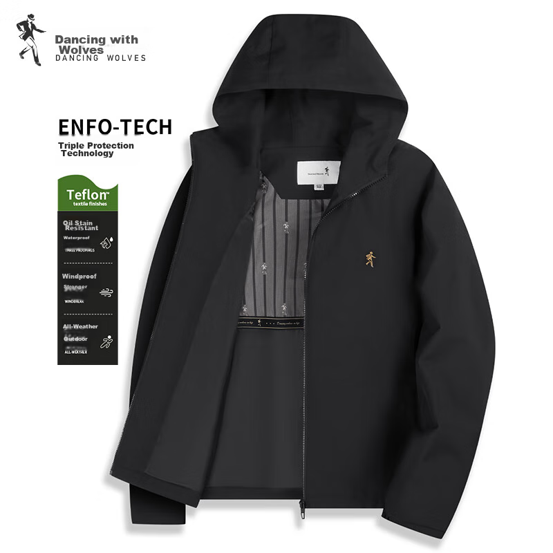 DANCING WOLVES [Triple Protection Fabric] Men's Jacket, Spring 2026 Outdoor Commute Versatile Lightweight Simple Hooded Windproof Coat for Me
